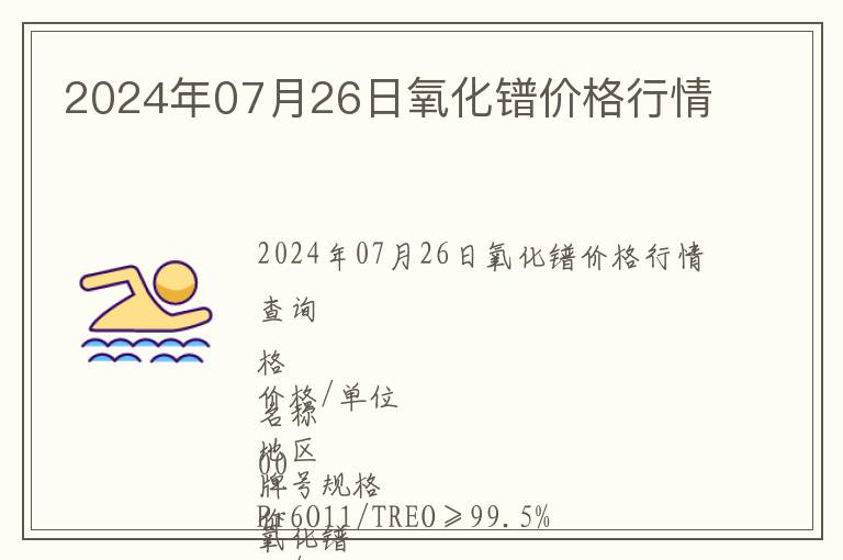 2024年07月26日氧化鐠價(jià)格行情