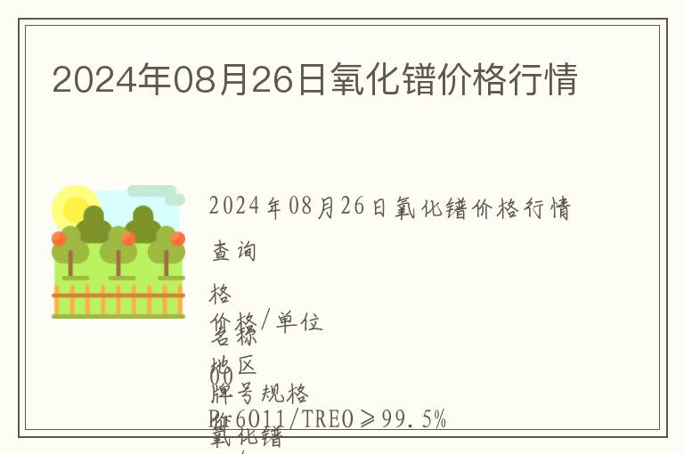 2024年08月26日氧化鐠價(jià)格行情