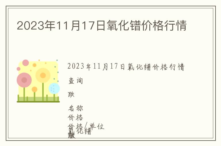 2023年11月17日氧化鐠價格行情