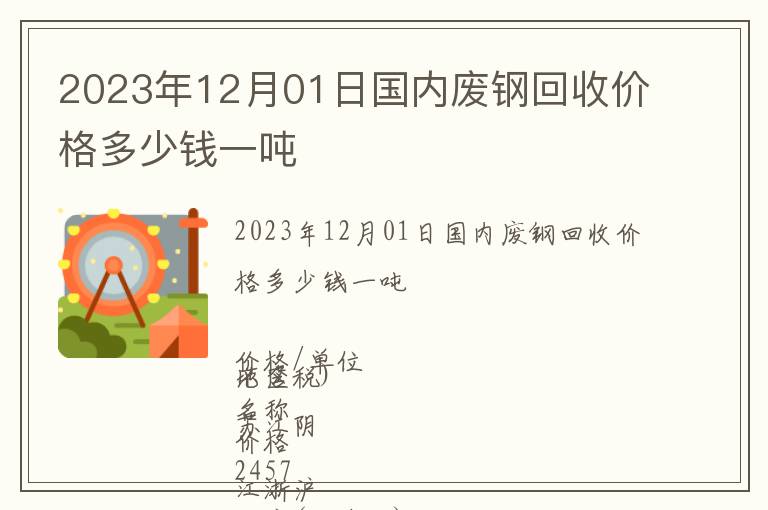 2023年12月01日國內(nèi)廢鋼回收價格多少錢一噸