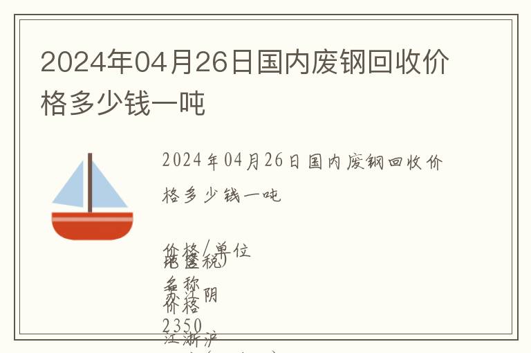 2024年04月26日國內(nèi)廢鋼回收價格多少錢一噸