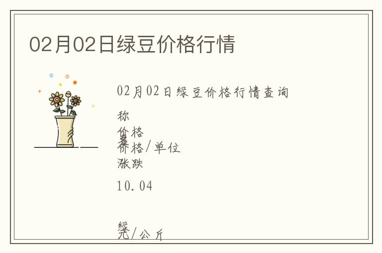 02月02日綠豆價格行情