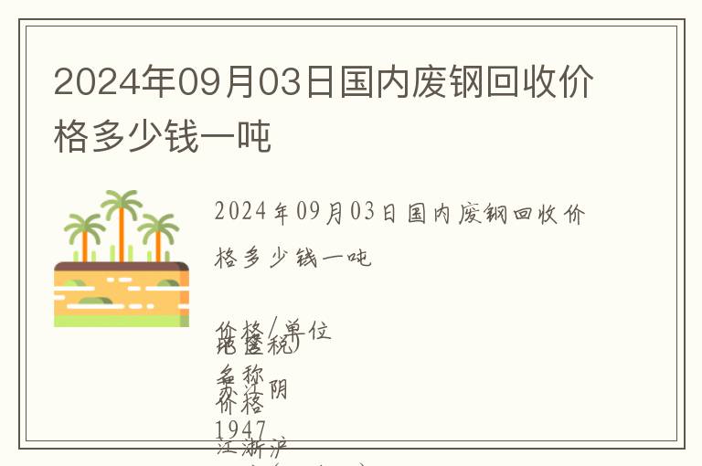 2024年09月03日國內廢鋼回收價格多少錢一噸
