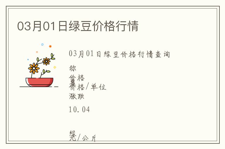 03月01日綠豆價(jià)格行情
