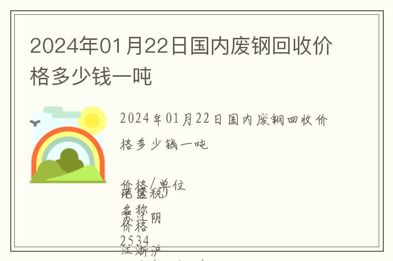 2024年01月22日國(guó)內(nèi)廢鋼回收價(jià)格多少錢一噸
