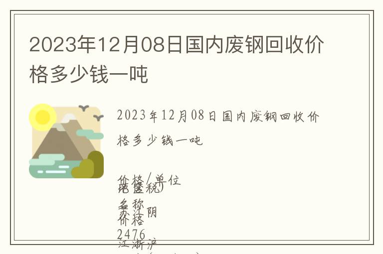 2023年12月08日國(guó)內(nèi)廢鋼回收價(jià)格多少錢一噸