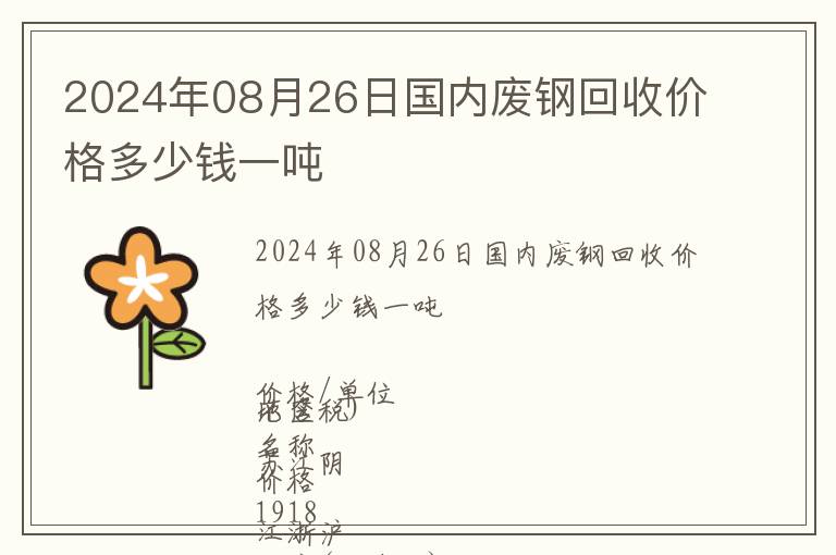 2024年08月26日國內廢鋼回收價格多少錢一噸