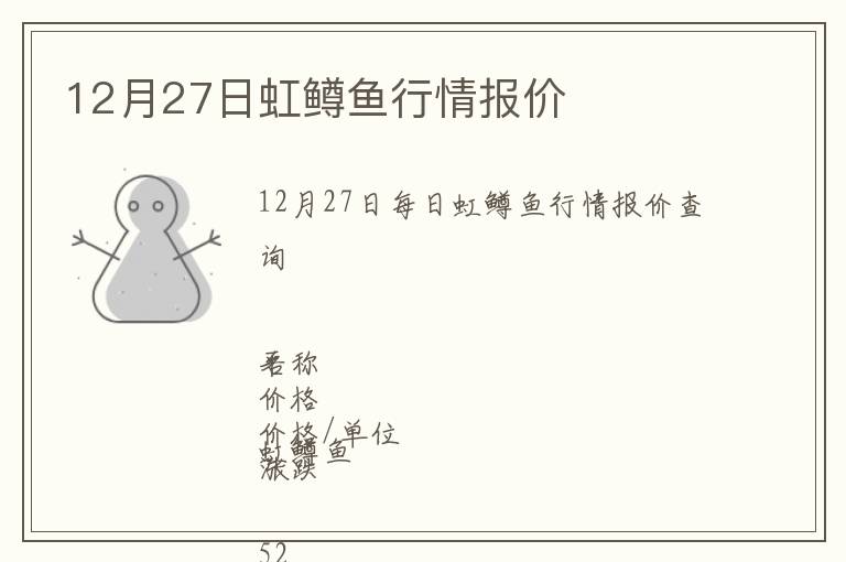 12月27日虹鱒魚行情報價