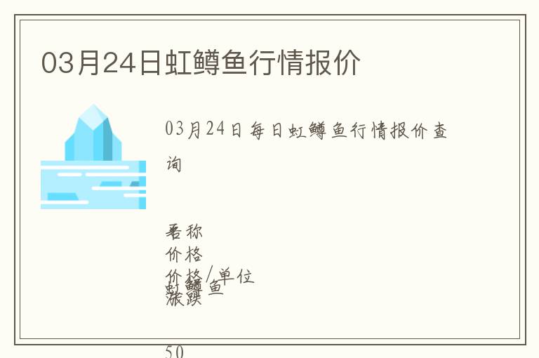 03月24日虹鱒魚行情報(bào)價(jià)