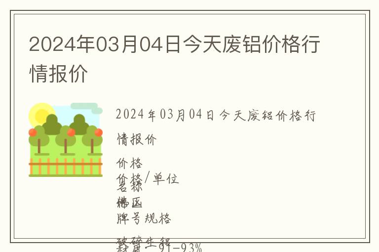 2024年03月04日今天廢鋁價格行情報價