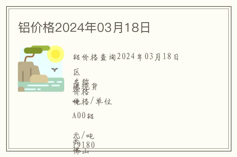 鋁價格2024年03月18日