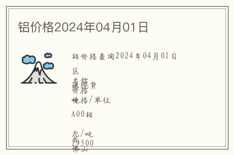 鋁價格2024年04月01日
