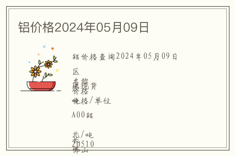 鋁價(jià)格2024年05月09日