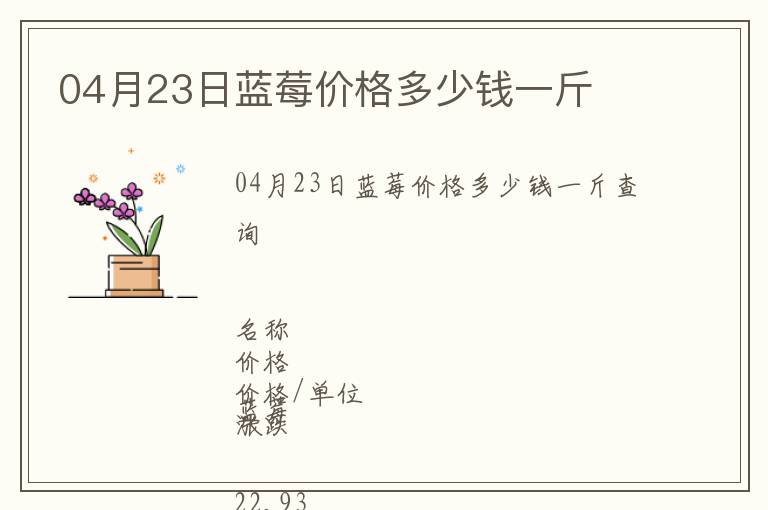 04月23日藍(lán)莓價格多少錢一斤