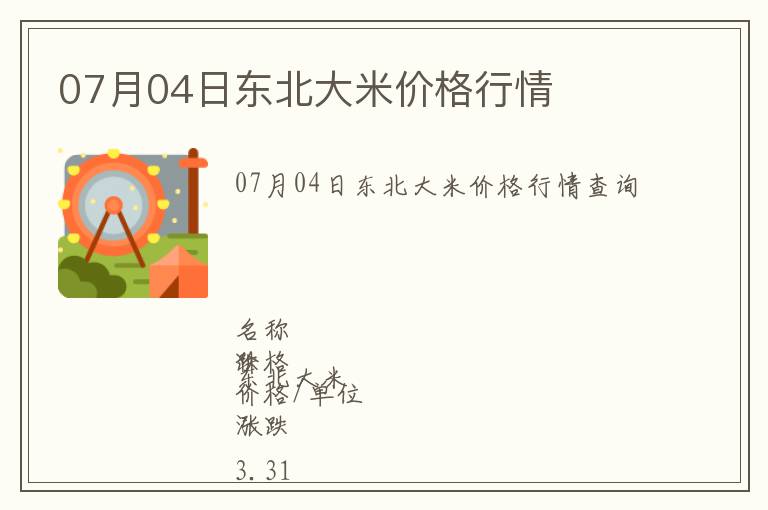 07月04日東北大米價格行情