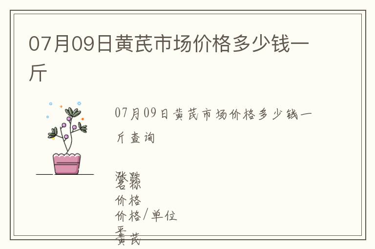 07月09日黃芪市場(chǎng)價(jià)格多少錢(qián)一斤