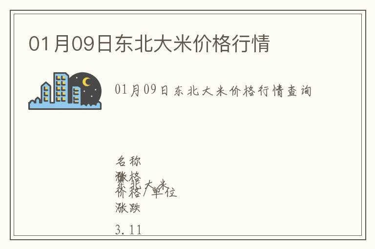 01月09日東北大米價格行情