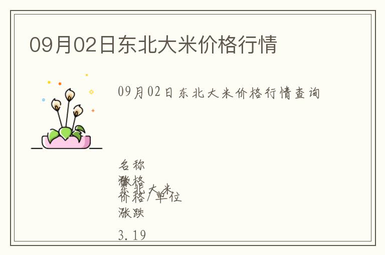 09月02日東北大米價格行情