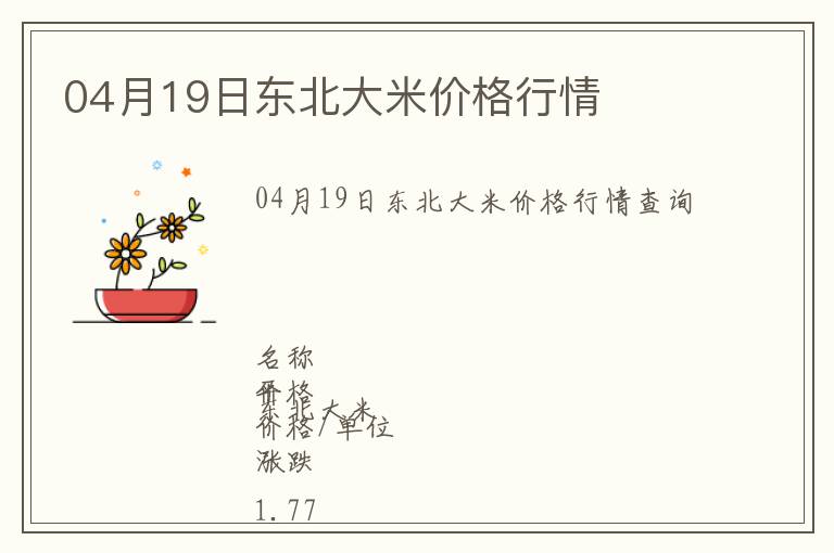 04月19日東北大米價格行情