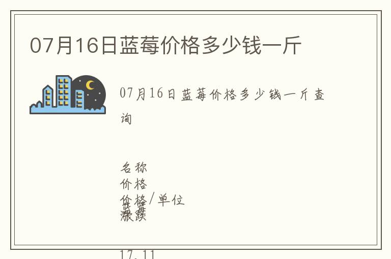 07月16日藍莓價格多少錢一斤