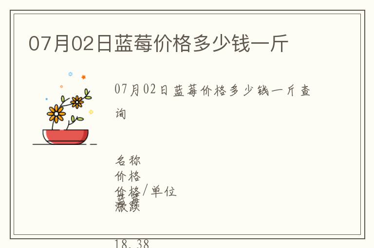 07月02日藍莓價格多少錢一斤