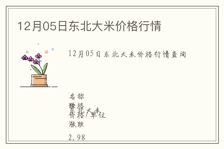 12月05日東北大米價格行情
