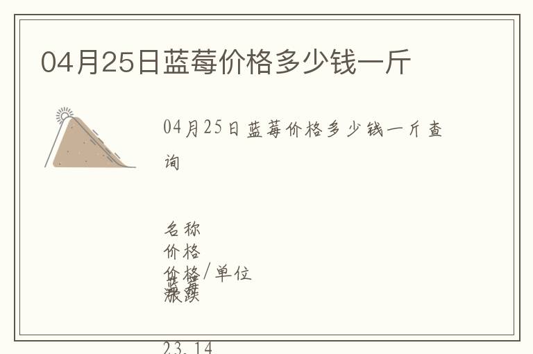 04月25日藍(lán)莓價(jià)格多少錢一斤
