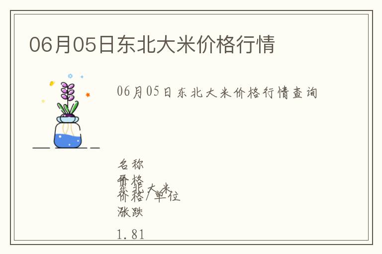06月05日東北大米價(jià)格行情