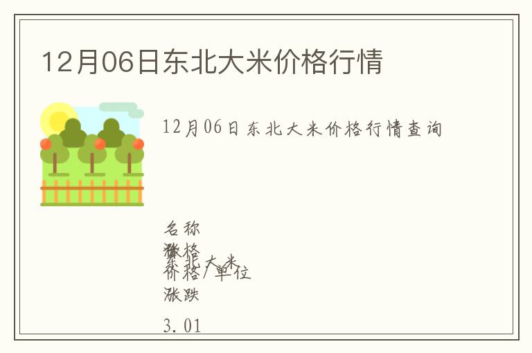 12月06日東北大米價格行情