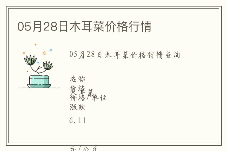 05月28日木耳菜價(jià)格行情