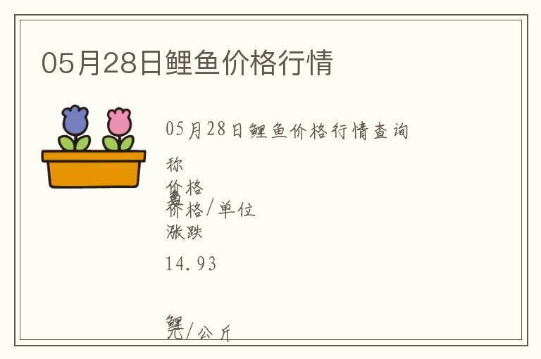 05月28日鯉魚價(jià)格行情