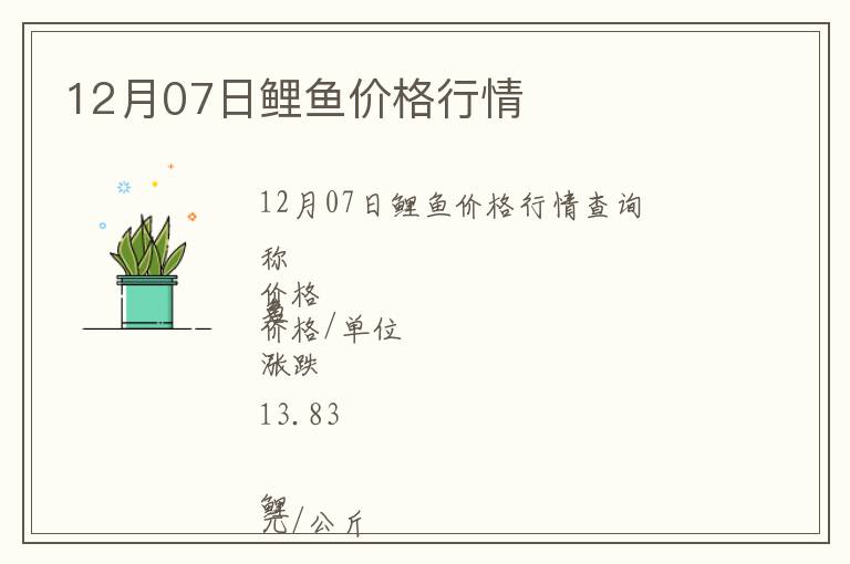 12月07日鯉魚(yú)價(jià)格行情