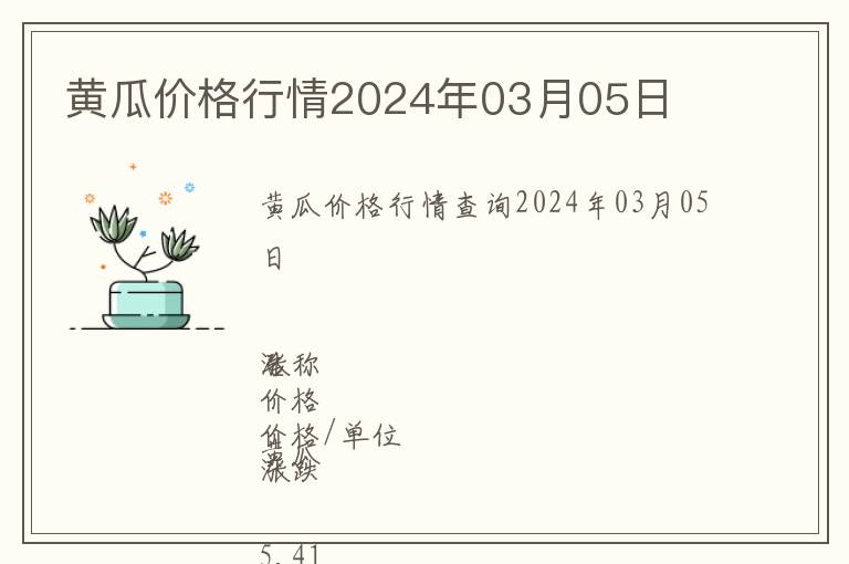黃瓜價格行情2024年03月05日