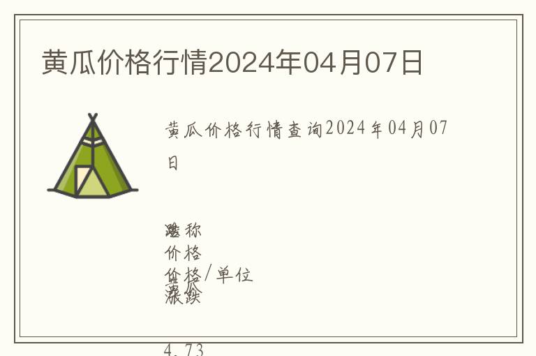 黃瓜價(jià)格行情2024年04月07日