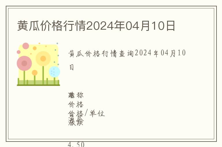 黃瓜價(jià)格行情2024年04月10日