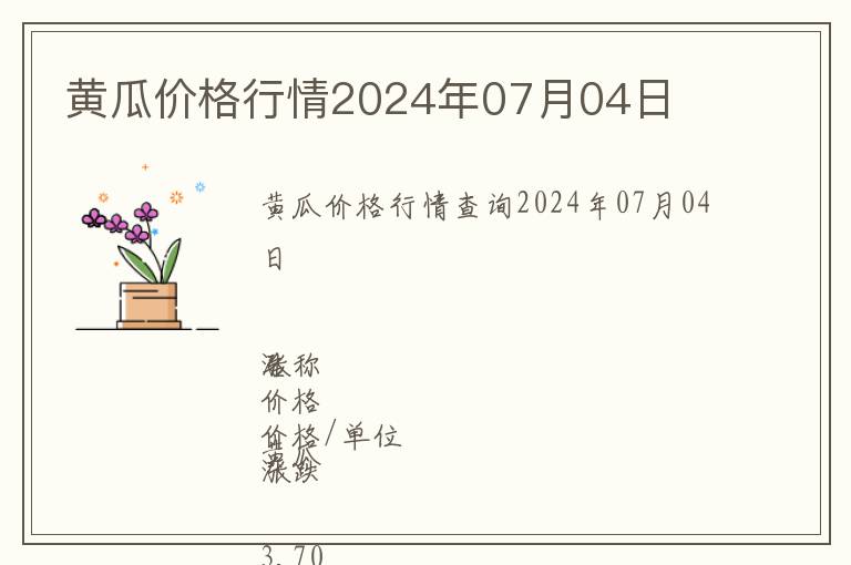 黃瓜價(jià)格行情2024年07月04日