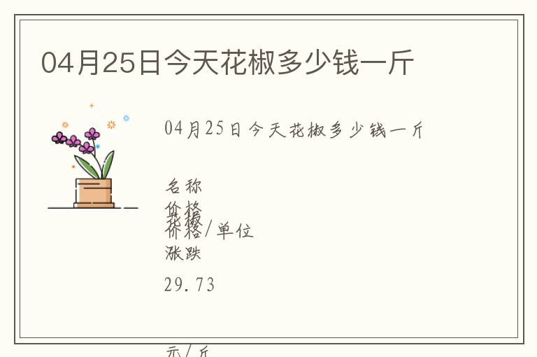 04月25日今天花椒多少錢(qián)一斤
