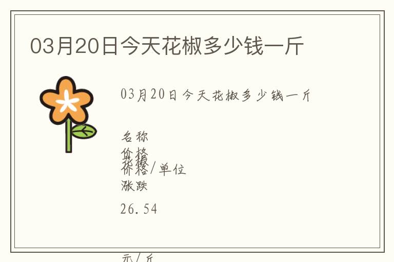 03月20日今天花椒多少錢一斤