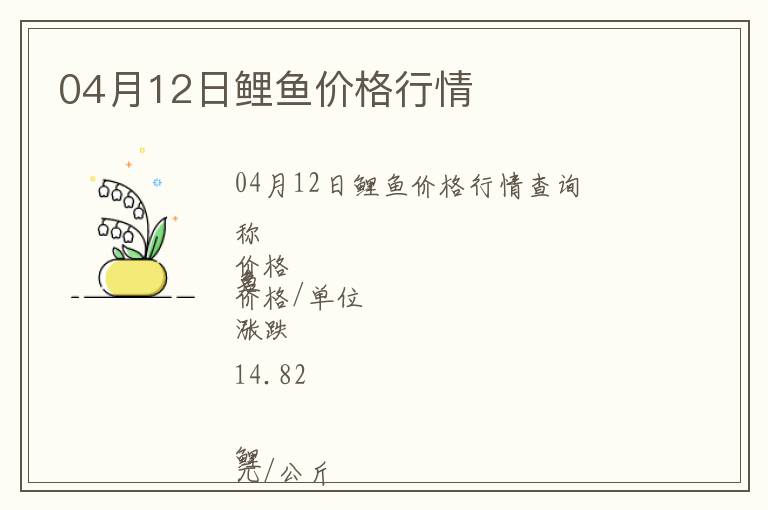04月12日鯉魚價(jià)格行情