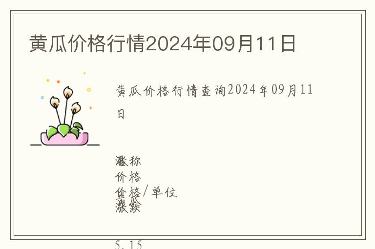 黃瓜價格行情2024年09月11日