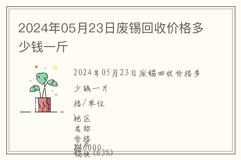 2024年05月23日廢錫回收價(jià)格多少錢(qián)一斤