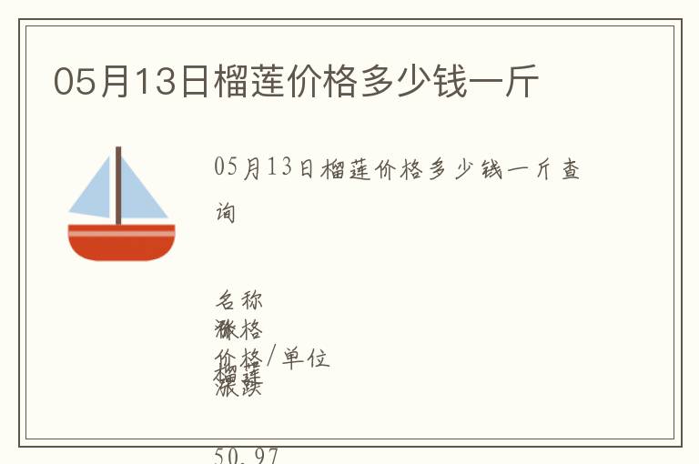 05月13日榴蓮價格多少錢一斤