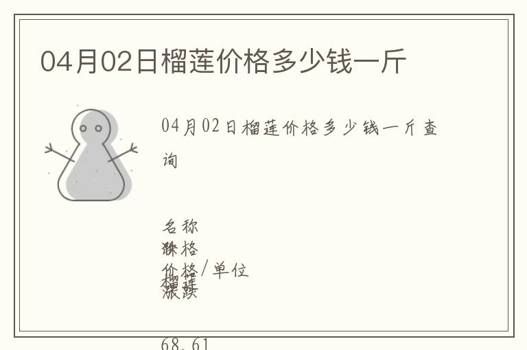 04月02日榴蓮價(jià)格多少錢一斤