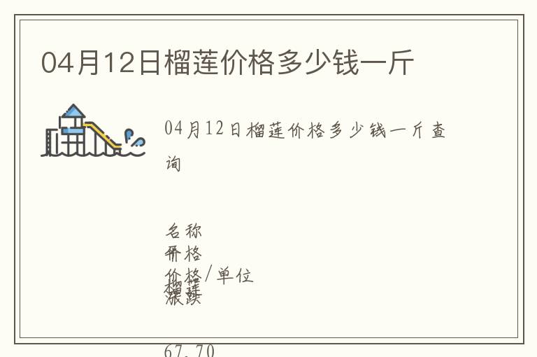 04月12日榴蓮價(jià)格多少錢一斤