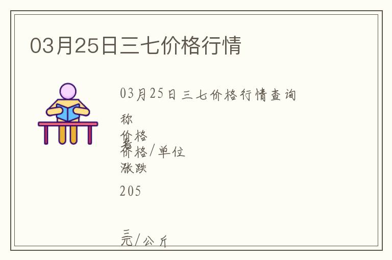 03月25日三七價(jià)格行情