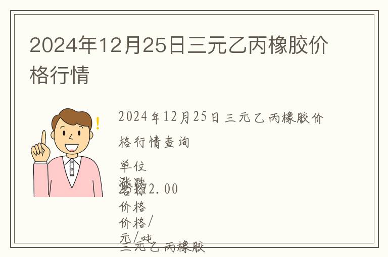 2024年12月25日三元乙丙橡膠價格行情