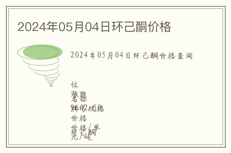 2024年05月04日環己酮價格