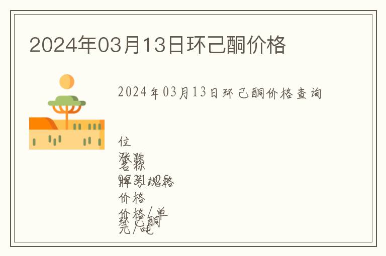 2024年03月13日環(huán)己酮價格