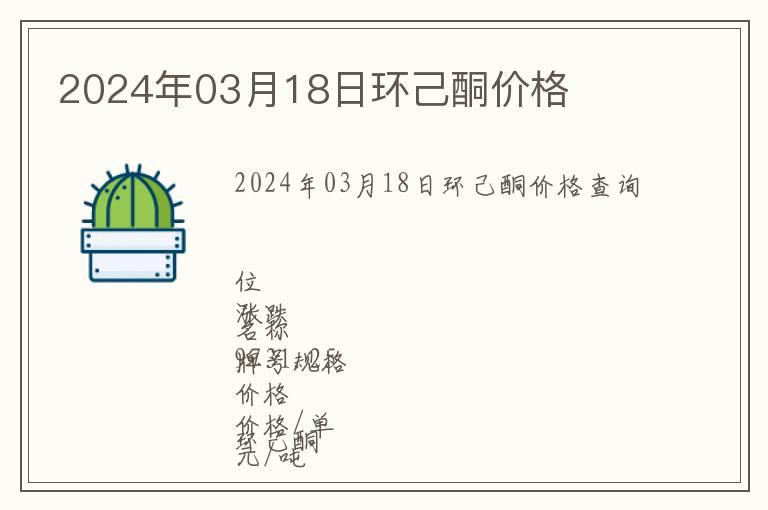 2024年03月18日環(huán)己酮價格