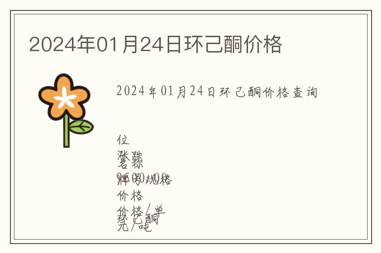 2024年01月24日環(huán)己酮價格